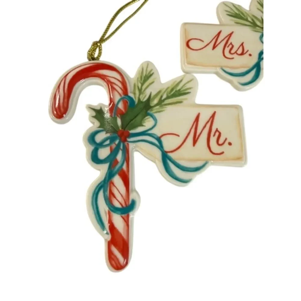 Lenox Mr. & Mrs. 2-pc porcelain candy cane ornament set